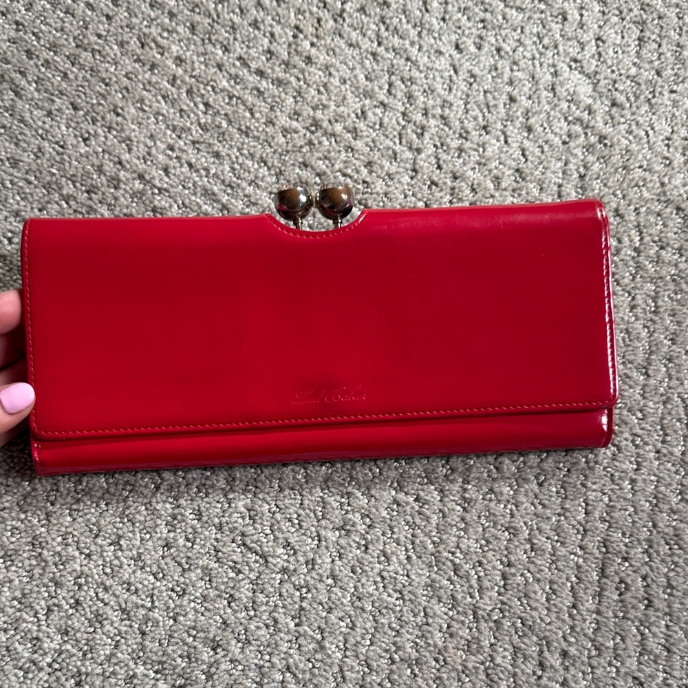 Ted Baker Red Patent Leather Clutch Wallet